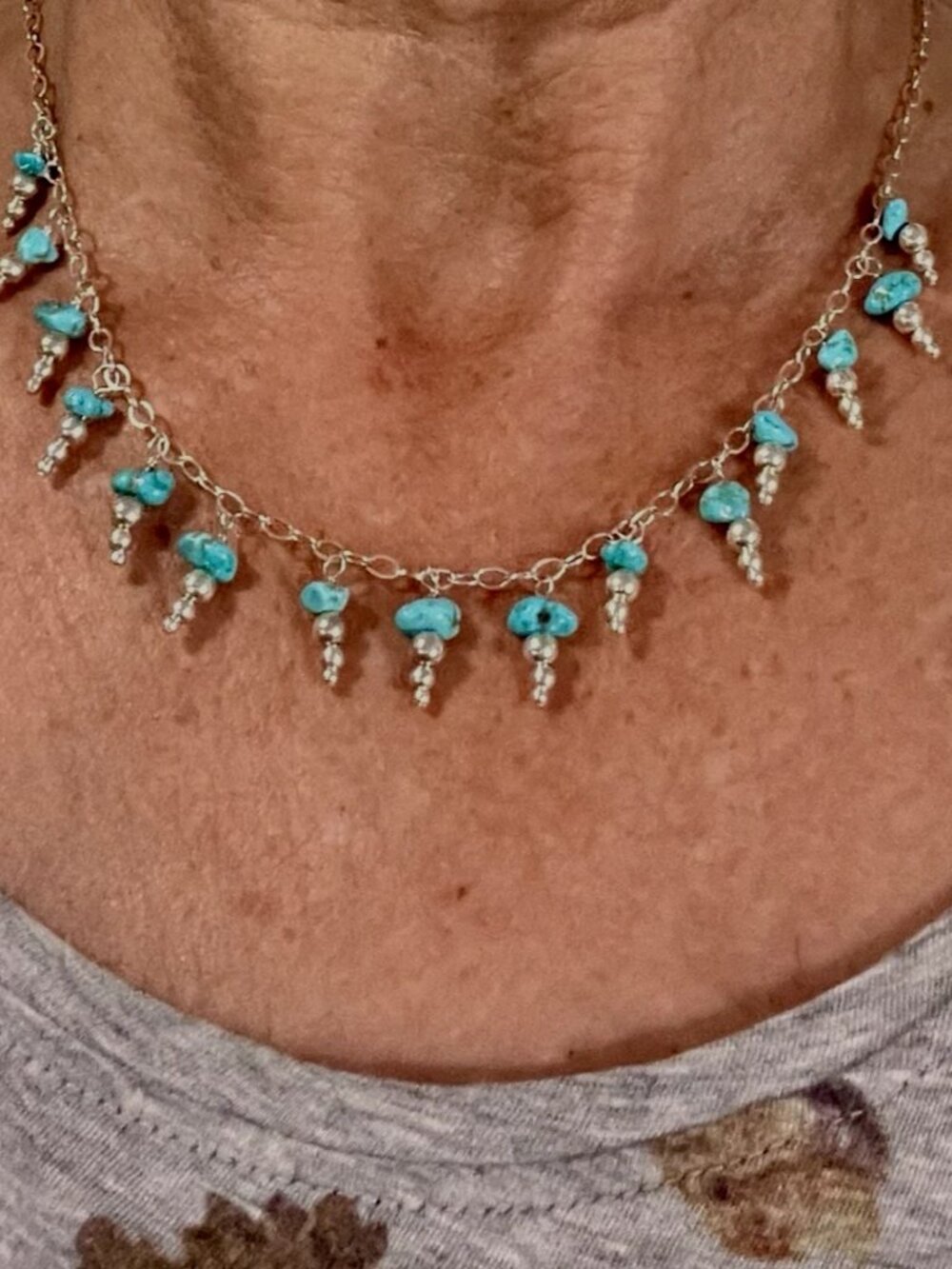 Sundance $228 NEW 18" Natural Turquoise Sterling Silver Beaded Chain Necklace - Picture 4 of 12